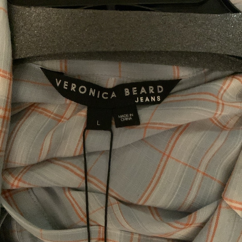 VERONICA BEARD JEMILA PLAID SHIRTDRESS 👗 SIZE LARGE COLOR VAPOR MULTI - Picture 6 of 6